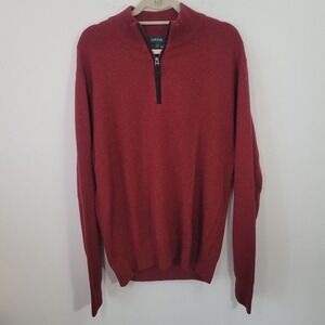 Orvis Men's Quarter Zip Pullover 100% Wool Speckled Red Size Large